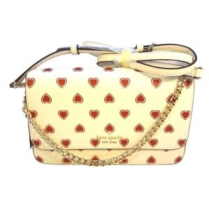 Kate Spade New York Madison Heartfelt Geo Flap Crossbody‎ Bag Handbag Cream